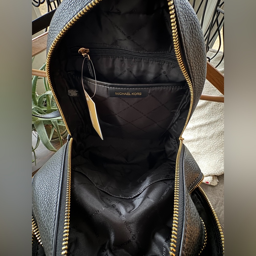 NWT! Michael Kors Adina Medium Black Pebbled Leather Backpack - Picture 9 of 14